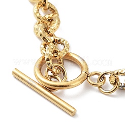 Ion Plating(IP) 304 Stainless Steel Textured Rolo Chain Bracelet&nbsp;BJEW-K226-02G