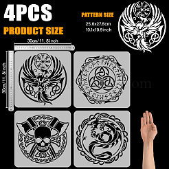 4Pcs 4 Styles PET Hollow Out Drawing Painting Stencils&nbsp;DIY-WH0394-0228