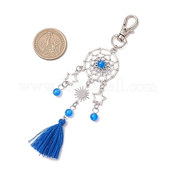 Natural & Dyed Malaysia Jade Bead & Alloy Pendant Decoration&nbsp;HJEW-JM02937