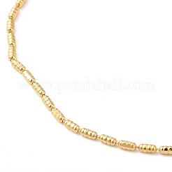 Brass Oval Beaded Chain Necklace&nbsp;NJEW-R260-02G