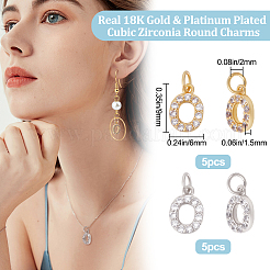 10Pcs 2 Colors Brass Micro Pave Grade AAA Cubic Zirconia Charms&nbsp;ZIRC-BBC0001-63