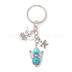 5Pcs 5 Colors Angel Polymer Clay Rhinestone Keychains&nbsp;KEYC-JKC00714