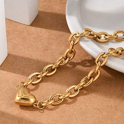 201 Stainless Steel Cable Chain Link Bracelets&nbsp;BJEW-M051-01G-1