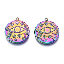 Rack Plating Rainbow Color 304 Stainless Steel Pendant Rhinestone Settings&nbsp;STAS-N098-037