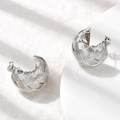 Brass Woven C-Shaped Stud Earrings&nbsp;EJEW-H171-04P