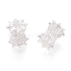925 Sterling Silver Pave Clear Cubic Zirconia Drum Beads&nbsp;STER-T008-39S