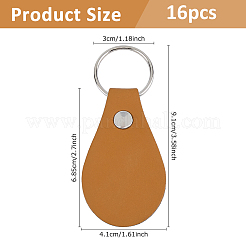 16Pcs Teardrop PU Leather Keychains&nbsp;KEYC-DC0001-47A