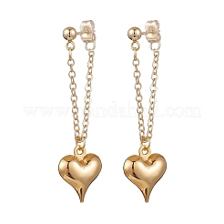 Heart with Chain Charm Brass Earrings&nbsp;EJEW-JE06115