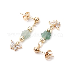 Butterfly with Flower Brass Micro Pave Cubic Zirconia Dangle Stud Earrings&nbsp;EJEW-JE06427