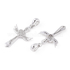 Rhodium Plated 925 Sterling Silver Micro Pave Clear Cubic Zirconia Pendants&nbsp;STER-T007-36P