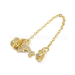 Brass Pave Clear Cubic Zirconia European Safety Chains with Charms&nbsp;KK-L236-16C-G