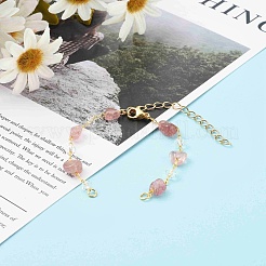 Nuggets Natural Strawberry Quartz Beaded Bracelet Makings&nbsp;AJEW-JB00953-03