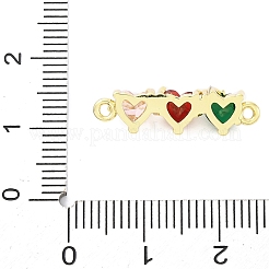 Brass Colorful Cubic Zirconia 3 Heart Connector Charms&nbsp;KK-D325-02G
