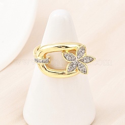 Brass Micro Pave Cubic Zirconia Cuff Rings&nbsp;RJEW-D333-05G