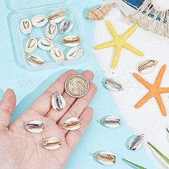 20Pcs 2 Styles Cowrie Shell Pendants&nbsp;SSHEL-GO0001-01