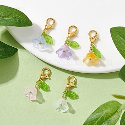5Pcs Flower & Leaf Acrylic Pendant Decorations&nbsp;HJEW-JM01365-02