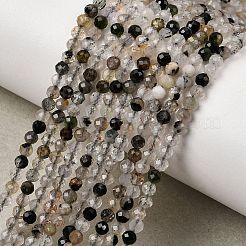 Natural Tourmalinated Quartz Beads Strands&nbsp;G-A318-A03-3mm-01