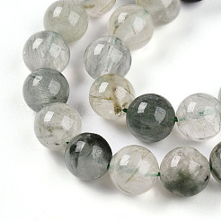 Natural Green Rutilated Quartz Round Beads Strands&nbsp;G-T140-8mm-02