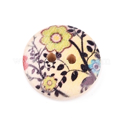 2-Hole Printed Wooden Buttons&nbsp;WOOD-E011-01