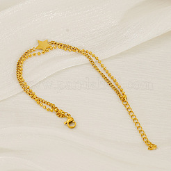 304 Stainless Steel Ball Chain & Curb Chain Double Layers Bracelets&nbsp;WG2AC4B-01