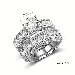 2Pcs Alloy with Crystal Rhinestone Finger Rings for Couple&nbsp;FS-WG6A3A8-02