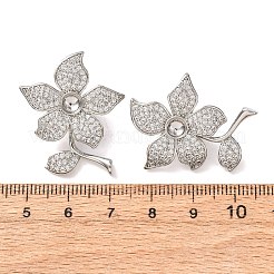 Brass Micro Pave Clear Cubic Zirconia Slide Charms&nbsp;KK-K422-10P