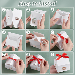 30Pcs 2 Colors House Shaped Kraft Paper Boxes with Ribbon and Window&nbsp;ABAG-PH0001-54B