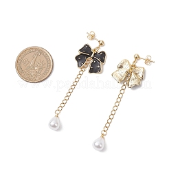 Alloy Enamel Bowknot Dangle Stud Earrings&nbsp;EJEW-JE06645-01