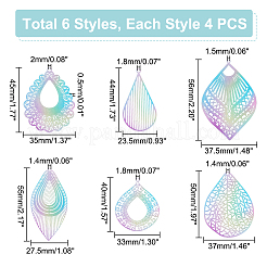 24Pcs 6 Style Spray Painted 430 Stainless Steel Pendants&nbsp;STAS-UN0045-84