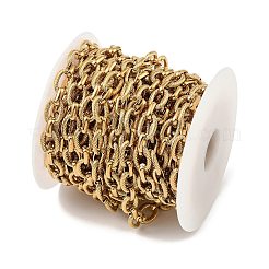 304 Stainless Steel Textured Oval Link Chains&nbsp;CHS-F022-09G