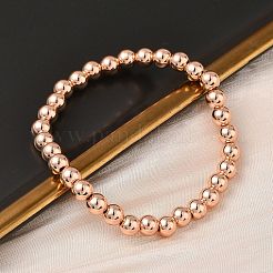Brass Round Beaded Stretch Bracelets for Men Women&nbsp;BJEW-B148-05D-RG