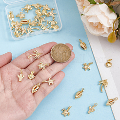 36Pcs 6 Styles Brass Charms&nbsp;KK-BBC0024-73
