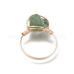 Natural Gemstone Braided Bead Chips Finger Rings&nbsp;RJEW-TA00216-01