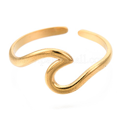 Ion Plating(IP) 304 Stainless Steel Sea Wave Cuff Rings&nbsp;RJEW-N038-115LG