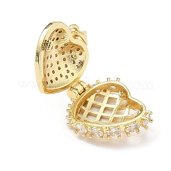 Heart Brass Clear Cubic Zirconia Locket Pendants&nbsp;KK-B141-10G