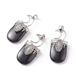 Natural Black Obsidian Pendants&nbsp;G-F639-09E-P
