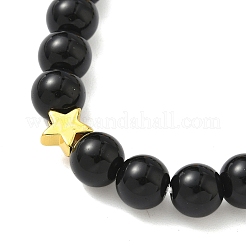 12 Zodiac Sign Natural Black Obsidian Round Beads Stretch Bracelets for Men Women&nbsp;WG228FC-04