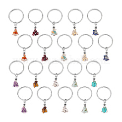 Christmas Tree Tibetan Style Alloy & Gemstone Chip Keychains&nbsp;KEYC-AB00078