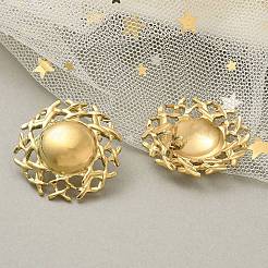 Ion Plating(IP) 304 Stainless Steel Flat Round Stud Earrings for Women&nbsp;EJEW-M089-05G