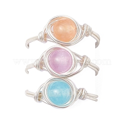 Natural Selenite Dyed Finger Rings&nbsp;RJEW-JR01017-02