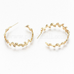 Brass Micro Pave Clear Cubic Zirconia Half Hoop Earrings&nbsp;KK-R117-024-NF