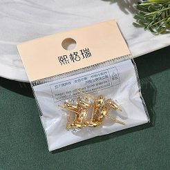 SHEGRACE Brass Rhinestone Flat Round Stud Earring Findings&nbsp;XGR0099G-120G
