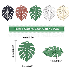 30Pcs 5 Colors Baking Paint Alloy Pendants&nbsp;ENAM-PH0001-86