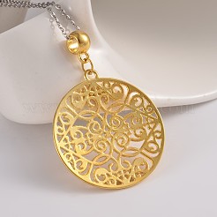 Filigree Flat Round Alloy European Dangle Charms&nbsp;PALLOY-JF00138-02