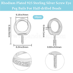 10Pcs 925 Sterling Silver Screw Eye Peg Bails&nbsp;STER-BBC0008-52P