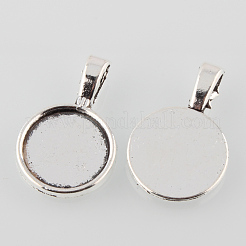 Tibetan Style Alloy Flat Round Pendant Cabochon Settings&nbsp;X-TIBEP-M022-12AS