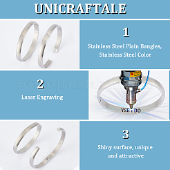 2Pcs 304 Stainless Steel Plain Bangles&nbsp;BJEW-UN0001-50