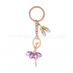 Alloy Crystal Rhinestone & Resin Ballet Dancer Girl Keychain&nbsp;KEYC-YW00228-01