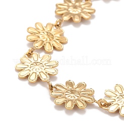 Enamel Daisy Link Chains Bracelet&nbsp;BJEW-P271-01G-01