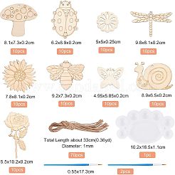 90Pcs 9 Styles Wood Cutouts Ornaments&nbsp;WOOD-NB0005-15